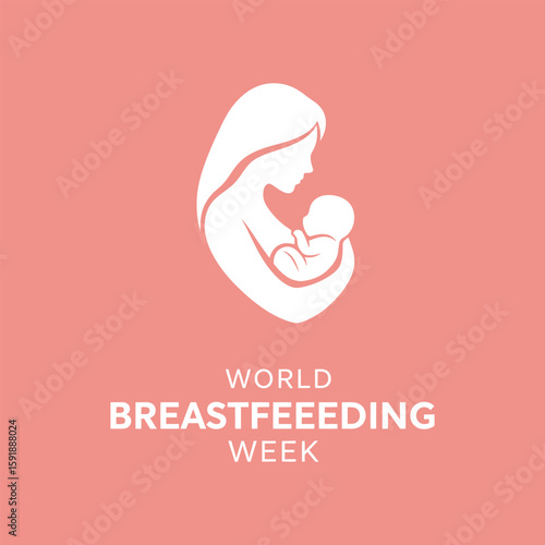 World Breastfeeding Week Mother and Baby Line Art, Global Health Awareness