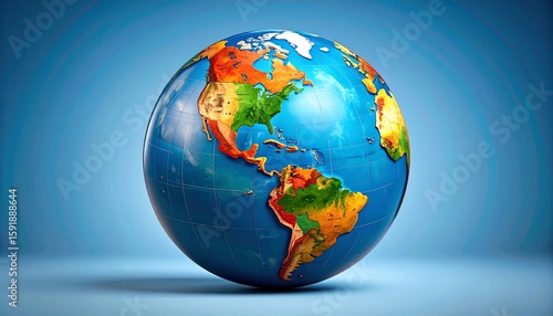 Wallpaper Mural Detailed 3D globe, Earth, world map Torontodigital.ca