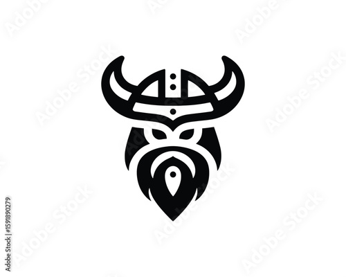 Striking Viking Warrior Logo in Bold Minimalist Style