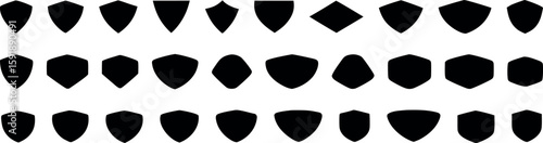 Black shield shape collection, heraldic emblem design elements for graphic projects