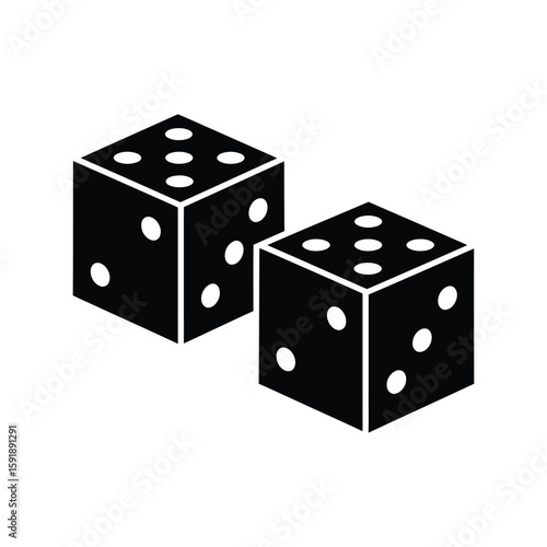 Black Dice Icon: Gambling, Game and Chance Vector Symbol