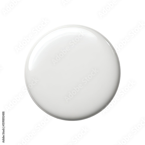White round button isolated on transparent background cutout