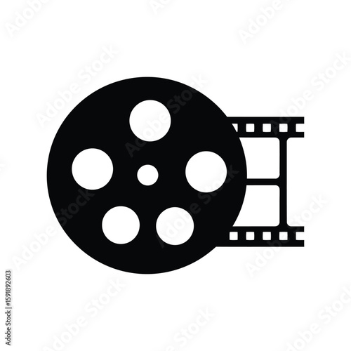 Film Reel and Strip Icon: Movie and Cinema Production Vector