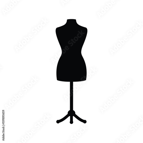 Fashion Mannequin Silhouette Icon Vector, Dressmaking Tailor Display Figure