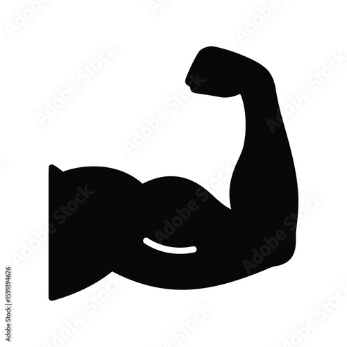 Strong Bicep Muscle Arm Icon Vector, Power Strength Fitness Training Graphic