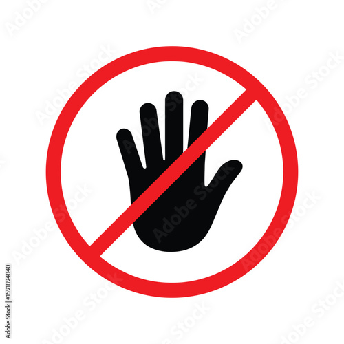 No Entry Hand Stop Sign Icon Vector, Prohibited Restricted Access Symbol