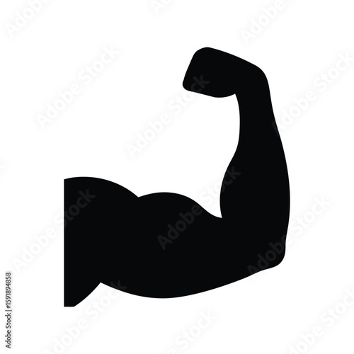Strong Bicep Muscle Arm Icon Vector, Power Strength Fitness Training Graphic