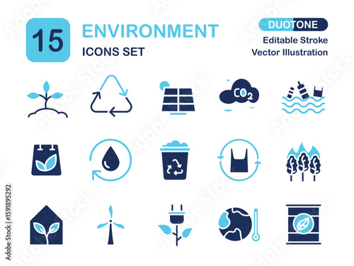 Modern Duotone Environment Icon Set