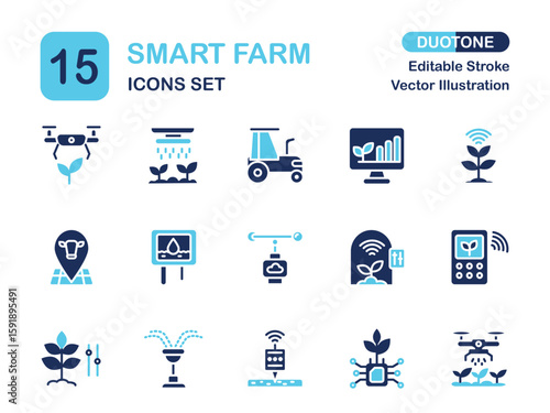 Modern Duotone Smart Farming Icon Set