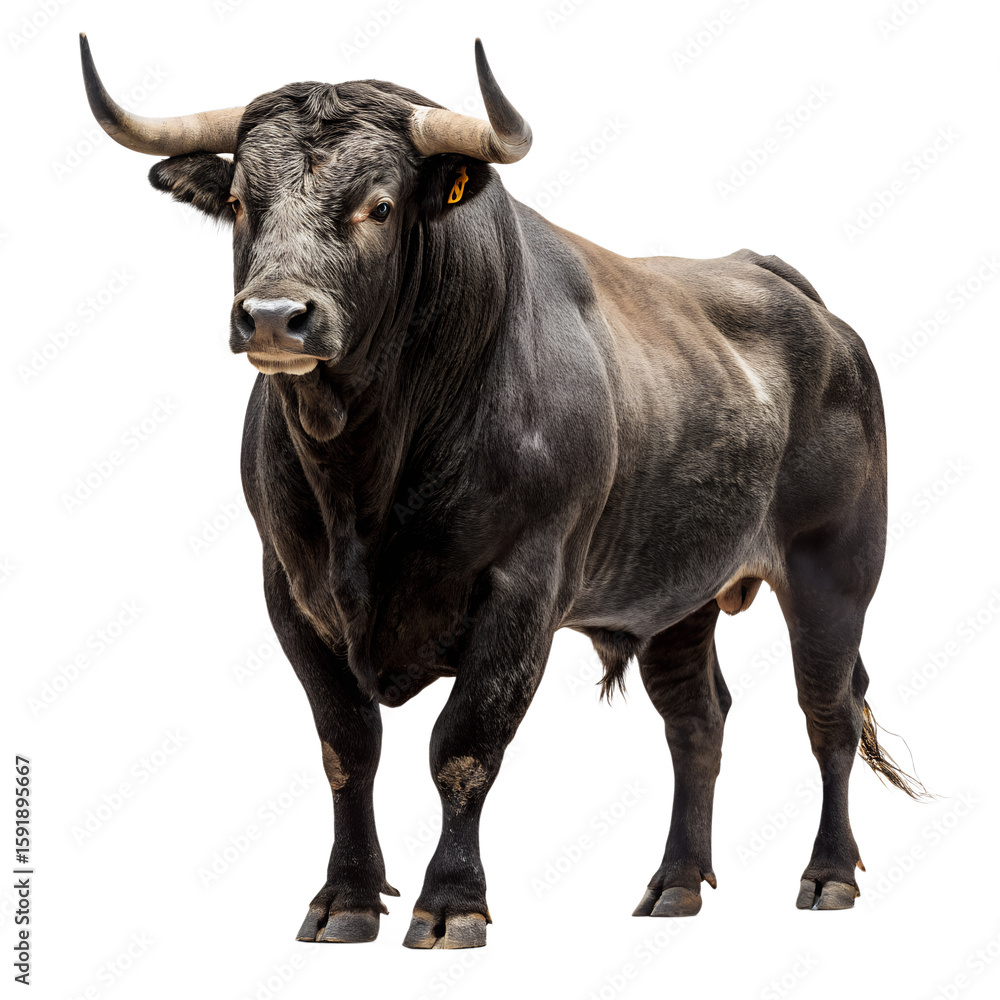Muscular Spanish Black Bull Isolated on White – Ultra High-Resolution Muscular Spanish Black Bull Isolated on White – Ultra High-Resolution