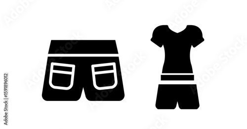 Simple Black and White Icon: Women's Shorts and Shirt Outfit