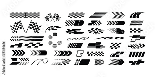 Racing Car Graphics Bundle - Stripes, Checkered Flags & Motorsport Decals - Vector EPS/SVG for Vehicle Wrapping