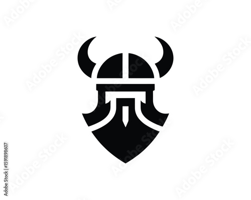 Emblematic Viking Helmet Vector Silhouette Design