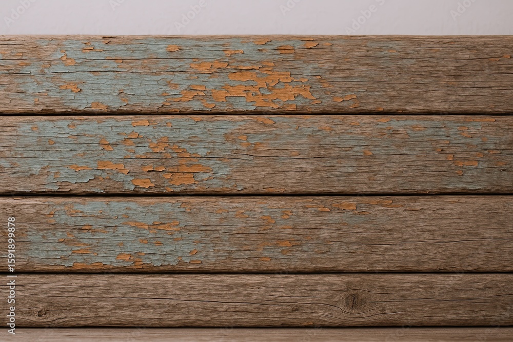 Fototapeta premium Weathered Wooden Planks with Chipped Paint Texture and Rustic Surface.