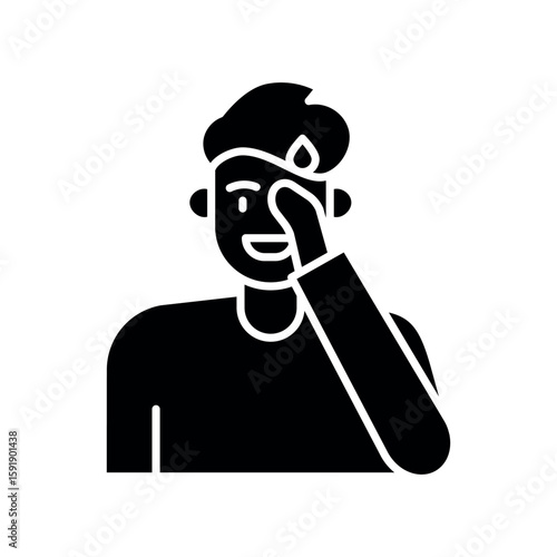 Shame emotion black flat icon for digital and print projects.