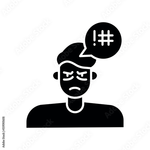 Anger emotion black flat icon for digital and print projects.