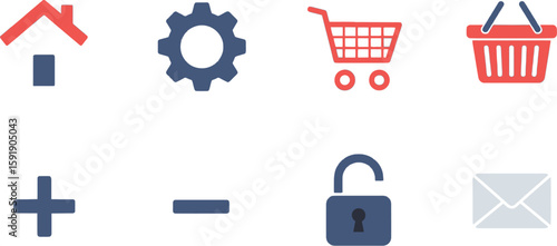 Vector art of collection of modern and minimalist icons for ecommerce and general website use isolated on transparent background