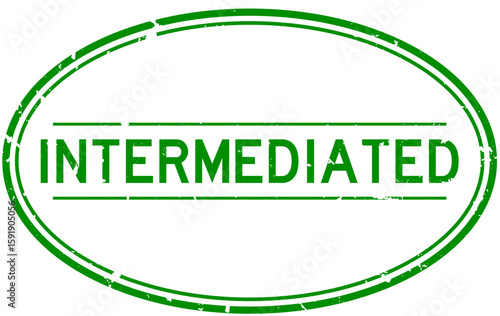 Grunge green intermediaed word oval rubber seal stamp on white background