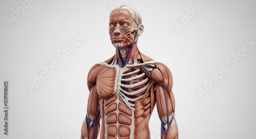 Anatomical Model: Detailed Human Musculature, Vascular System, and Skeletal Structure
