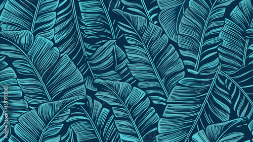 Wallpaper Mural A seamless pattern of vibrant green leaves and diverse foliage creates a natural, decorative botanical background Torontodigital.ca