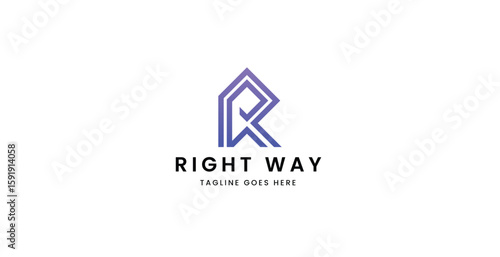 R letter right way logo design