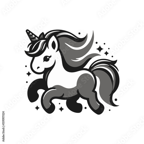  A unicorn foal with a rainbow mane