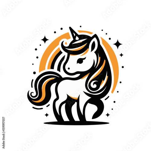  A unicorn foal with a rainbow mane