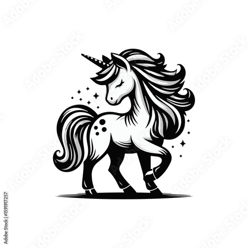  A unicorn foal with a rainbow mane