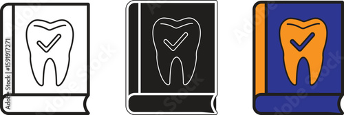 Toothbook icon symbolizing dental manual, oral care record or reference guide with transparent background