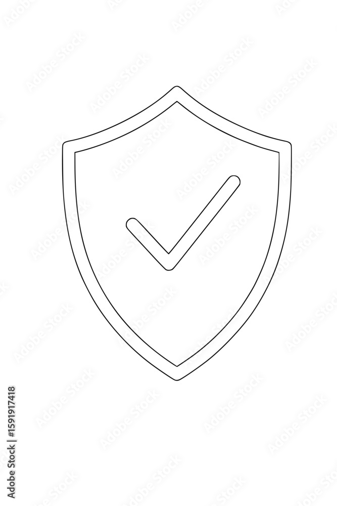 Shield with Checkmark Icon – Black and White Security Vector Shield with Checkmark Icon – Black and White Security Vector