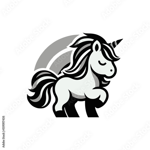  A unicorn foal with a rainbow mane