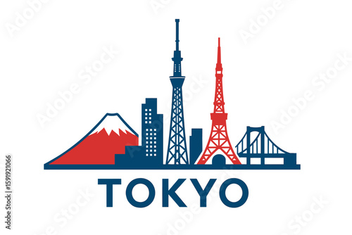 Tokyo skyline with modern towers and Mount Fuji background