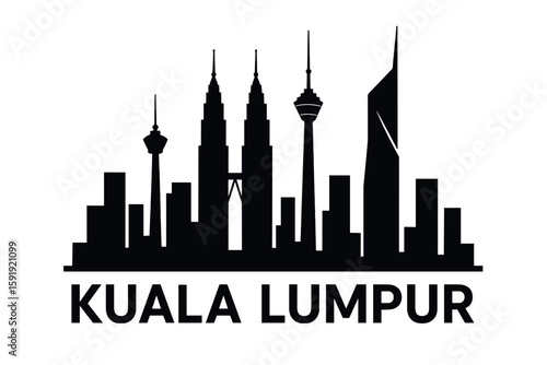 Kuala Lumpur skyline silhouette with iconic modern towers