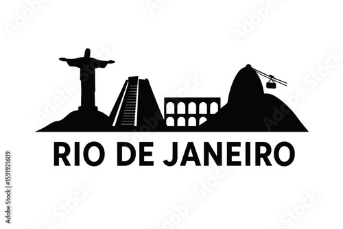 Rio de Janeiro skyline with Christ, Sugarloaf and colorful landmarks