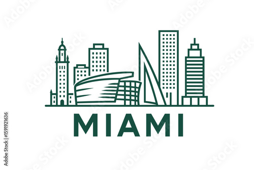 Miami city skyline with skyscrapers and Freedom Tower design