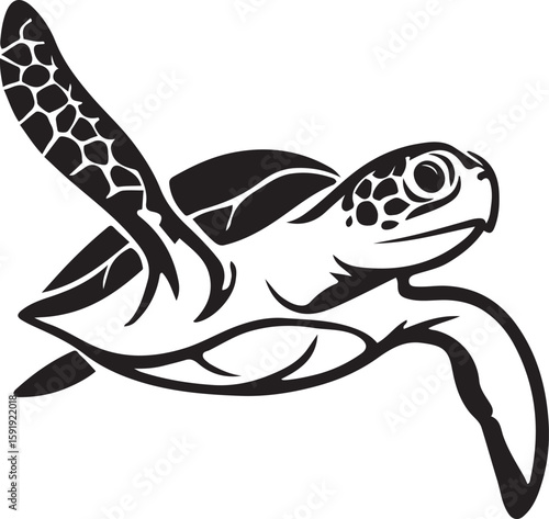 Modern turtle line drawing illustration, Simple turtle sketch for designers