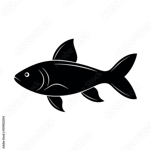 Small fish swimming smoothly through calm water Line Art Vector illustration