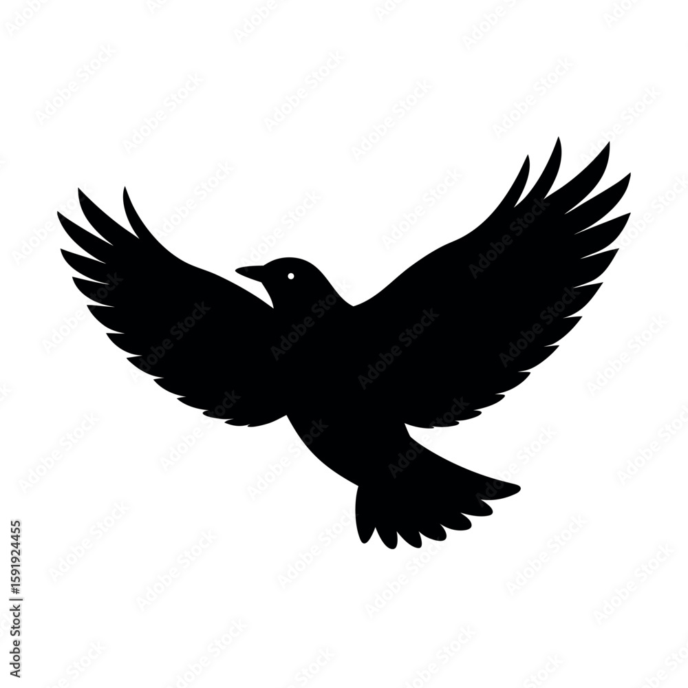 Fototapeta premium Flying bird with wings spread in smooth glide Line Art Vector illustration