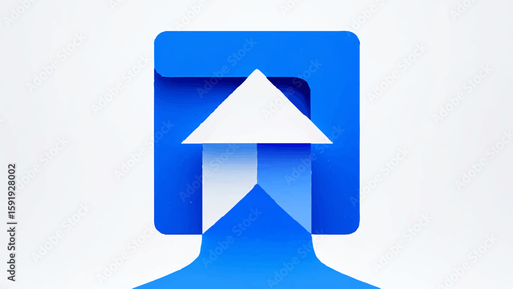 Fototapeta premium Arrow Rising in Blue Geometric Shape