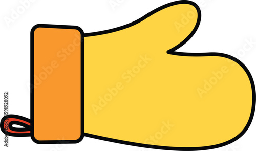 Yellow kitchen oven mitt illustration