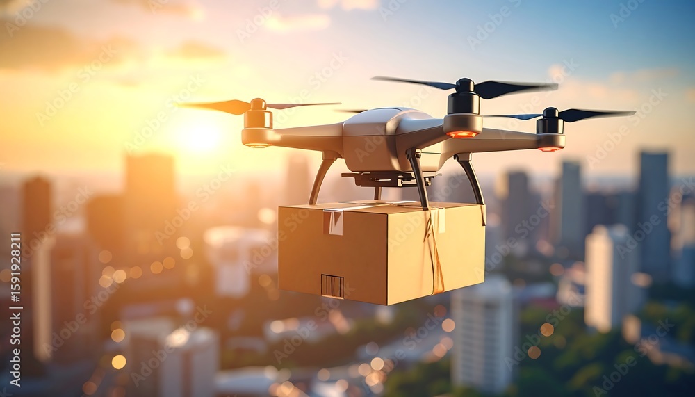 custom made wallpaper toronto digitalDrone delivering package over city