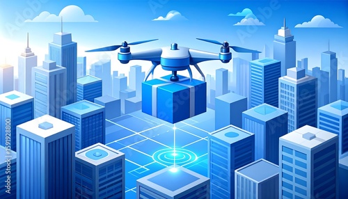 Wallpaper Mural Drone delivery in a city Torontodigital.ca