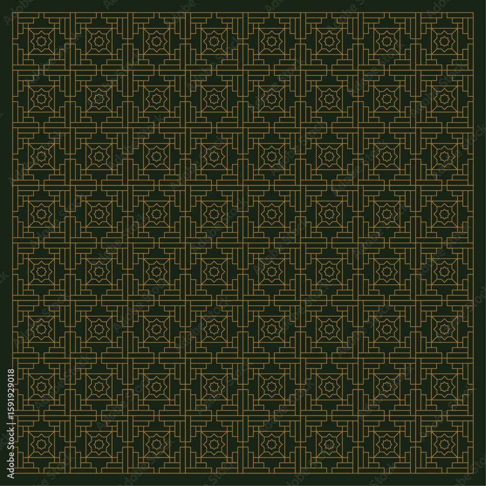 Fototapeta premium seamless geometric triangle, octagon and square shape. Vector line art in gold 2