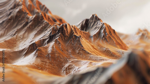 Mountain Peaks with Golden Hue, Generative AI Illustration