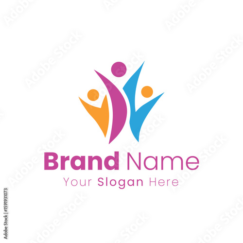 Abstract Figures Representing Diversity Unity and Success in Modern Logo Design