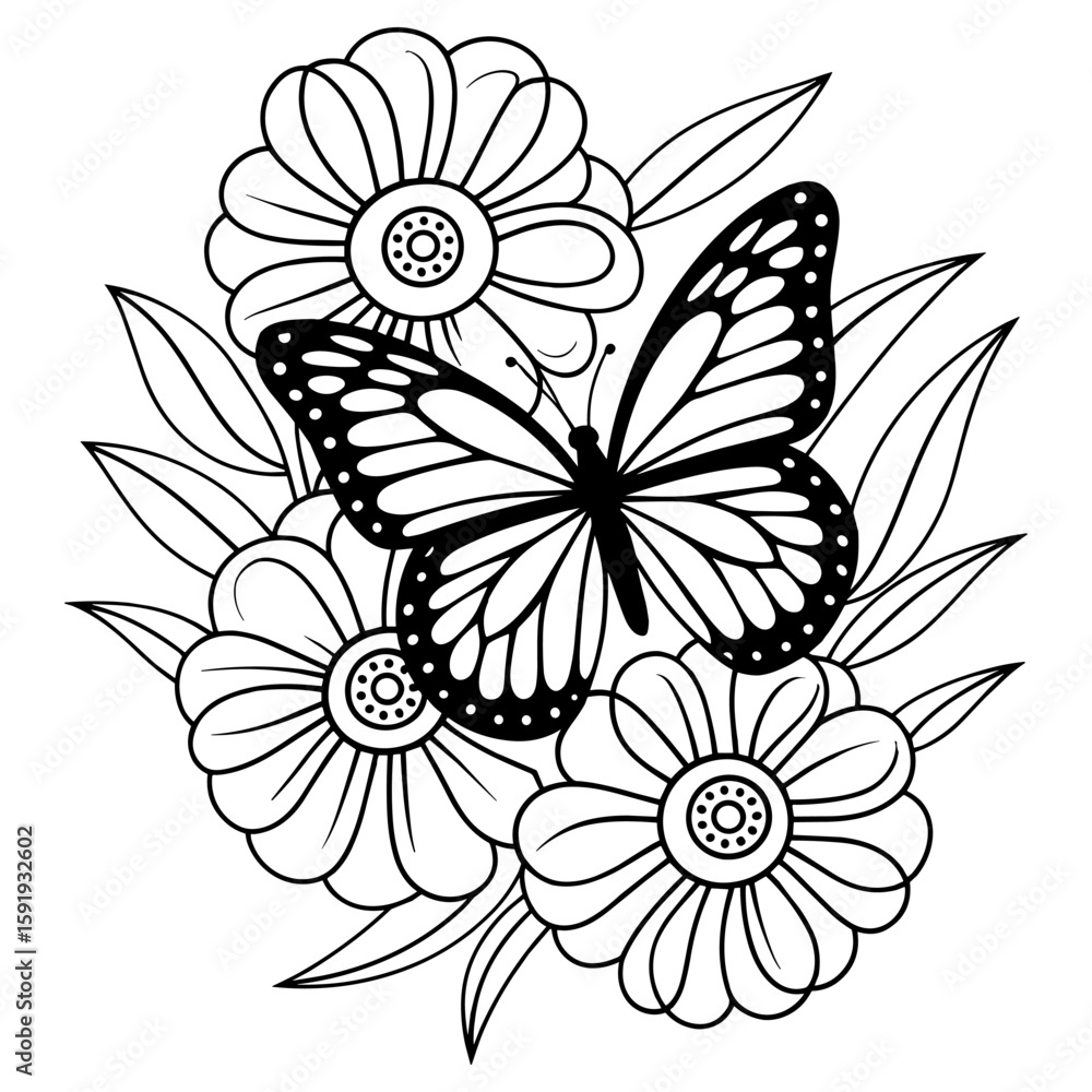 Obraz premium flower bouquet with butterfly