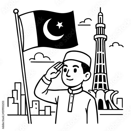 14 august pakistani national; day vector