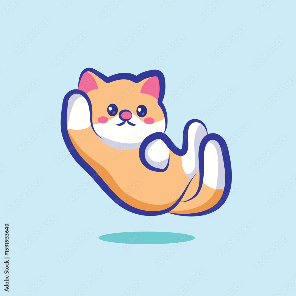 Fototapeta premium cute cartoon character cat is floating vector for clipart