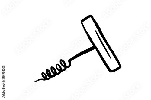 Corkscrew doodle vector illustration. Wine element sketch isolated on white
