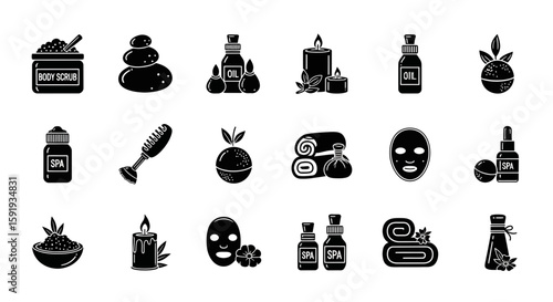 Variety spa elements icons vector